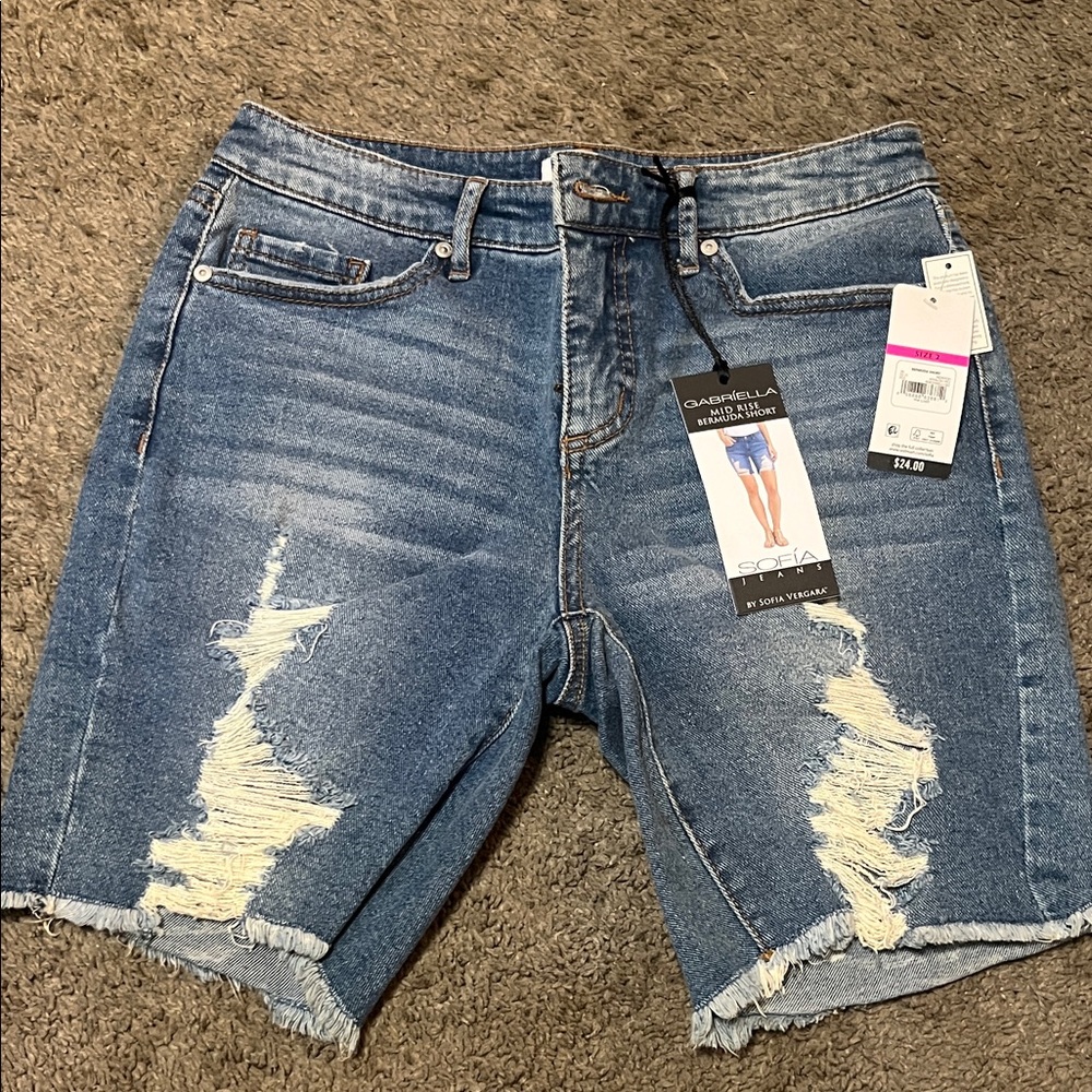 Sofia by Sofia Vergara Mid Rise Bermuda Shorts - Blue